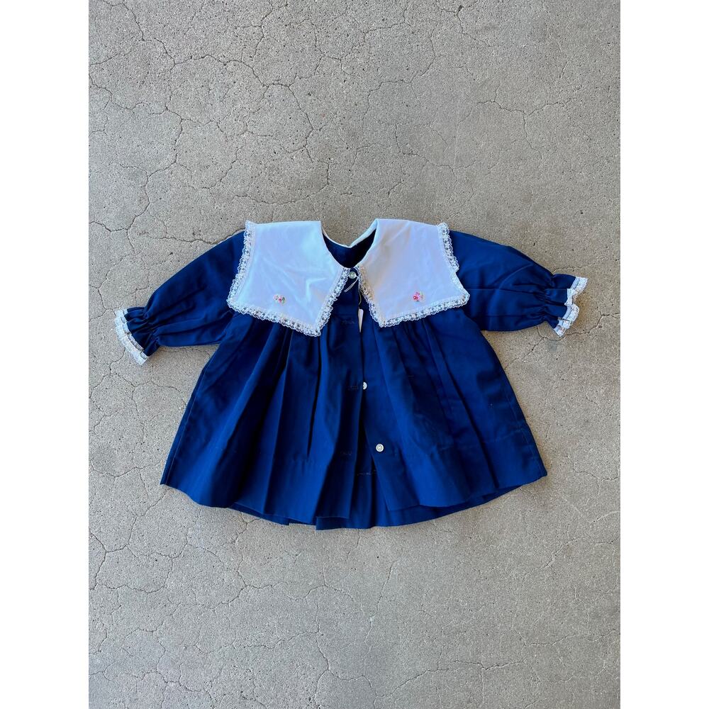 Vintage blue lace trim baby dress